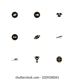 icon set Sport with bow, pool, baseball and rugby