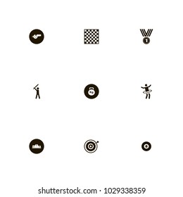 icon set Sport with chess, board, gym and winners