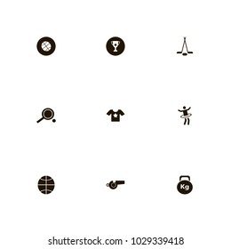 icon set Sport with gymnast, hula, hup and stick