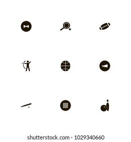 icon set Sport with racket, skittles, chess and ping pong