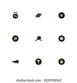 icon set Sport with racket, trophy, darts and board