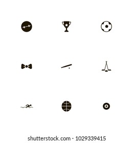 icon set Sport with swimming, trophy, pool and football
