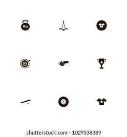icon set Sport with trophy, short , weight and baseball