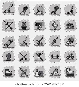 Icon set of sports. Sports elements. Icon in comic style.