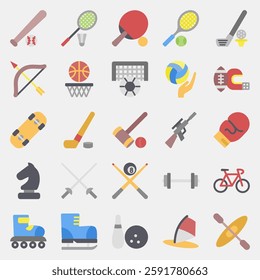 Icon set of sports. Sports elements. Icon in flat style.