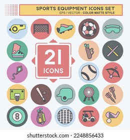 Icon Set Sports Equipment. related to Sports Equipment symbol. color mate style. simple design editable. simple illustration