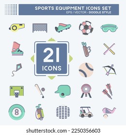 Icon Set Sports Equipment. related to Sports Equipment symbol. doodle style. simple design editable. simple illustration