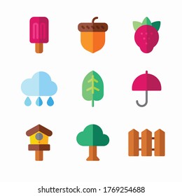 Icon Set Spring for different seasons Color
