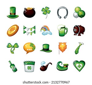 icon set st patricks day celebration