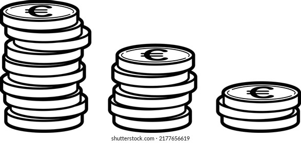 Icon set of stacked euro coins