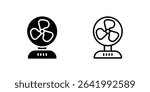 Icon set of standing fan for air circulation and cooling