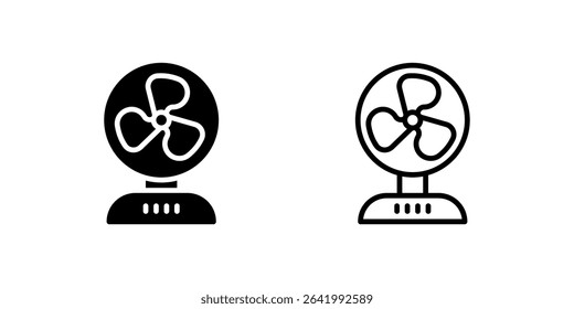 Icon set of standing fan for air circulation and cooling