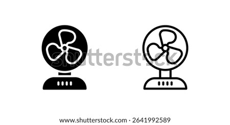 Icon set of standing fan for air circulation and cooling