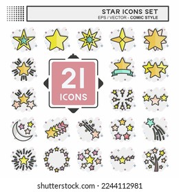 Icon Set Stars. related to Stars symbol. Comic Style. simple design editable. simple illustration. simple vector icons