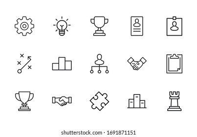 Icon set of start up. Editable vector pictograms isolated on a white background. Trendy outline symbols for mobile apps and website design. Premium pack of icons in trendy line style.