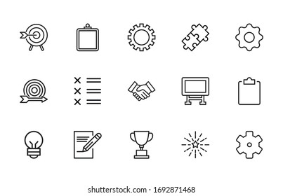 Icon set of start up. Editable vector pictograms isolated on a white background. Trendy outline symbols for mobile apps and website design. Premium pack of icons in trendy line style.