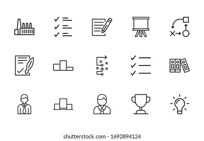 Icon set of start up. Editable vector pictograms isolated on a white background. Trendy outline symbols for mobile apps and website design. Premium pack of icons in trendy line style.
