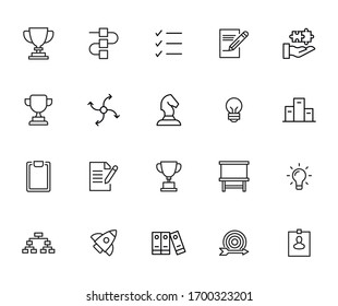 Icon set of start up. Editable vector pictograms isolated on a white background. Trendy outline symbols for mobile apps and website design. Premium pack of icons in trendy line style.