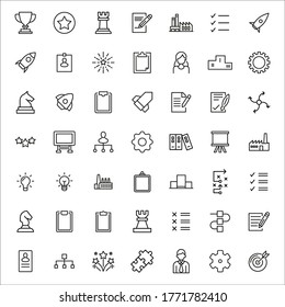 Icon set of start up. Editable vector pictograms isolated on a white background. Trendy outline symbols for mobile apps and website design. Premium pack of icons in trendy line style.