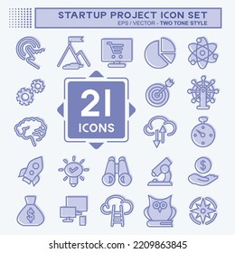 Icon Set Startup Project. suitable for Startup symbol. two tone style. simple design editable. design template vector. simple illustration