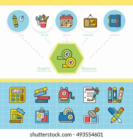 icon set stationery vector