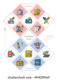 icon set stationery vector