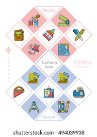 icon set stationery vector