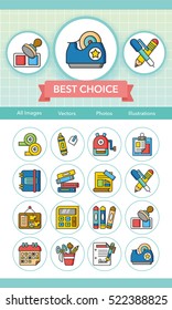 icon set stationery vector
