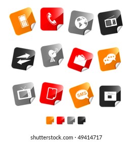 icon set sticker comunications
