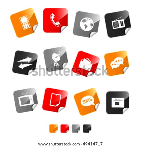 icon set sticker comunications