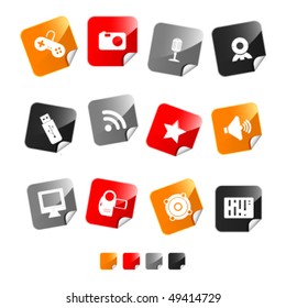 icon set sticker multimedia