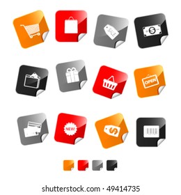icon set sticker shopping