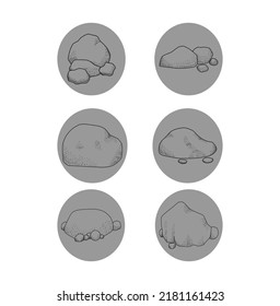 Icon Set Stone Grey Illustrations White Background