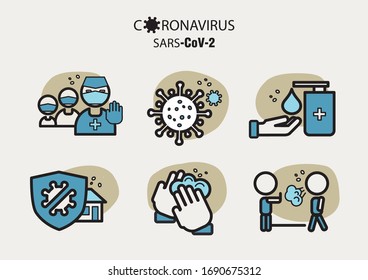 Icon set - Stop the spread of the coronavirus! Infographics, image illustration