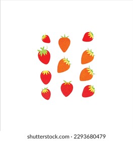 Conjunto de iconos de arte vectorial de fresa.