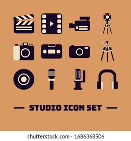 Icon set of studio yellow old