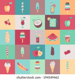 Icon Set Of Summer Food