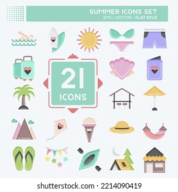 Icon Set Summer. suitable for education symbol. flat style. simple design editable. design template vector. simple illustration