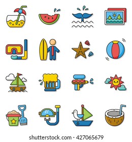 icon set summer vector