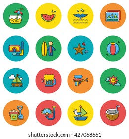 icon set summer vector
