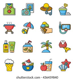 icon set summer vector