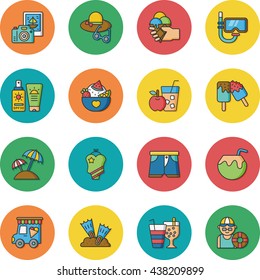 icon set summer vector