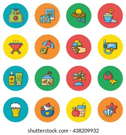 icon set summer vector