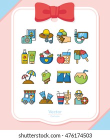 icon set summer vector