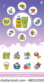 icon set summer vector