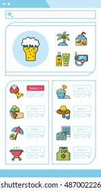 icon set summer vector