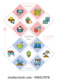 icon set summer vector