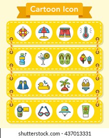 icon set summer vetor