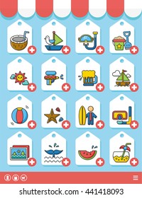 icon set summer vetor