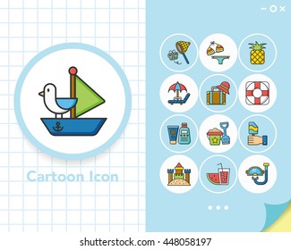 icon set summer vetor